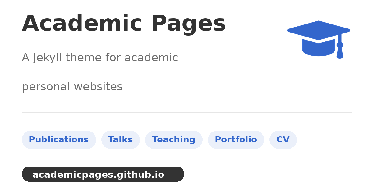 Academic Pages is a ready-to-fork GitHub Pages template for academic ...
